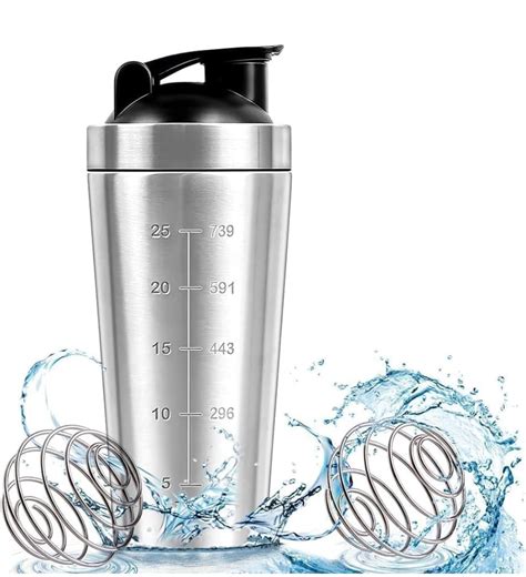 Gym shaker bottle Stainless Steel Gym Shaker Bottle with Steel Blender ...