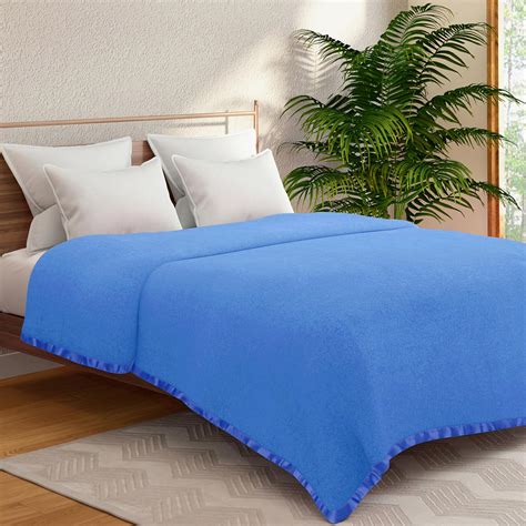 Buy PORTICO Serenity Blue Solid Cotton Queen Blanket - 220x240cm from ...