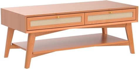 OKD 48 Coffee Table with Natural Rattan Drawers, India | Ubuy