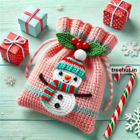 Christmas Crochet Gift Bag Ideas with Leftover Yarn