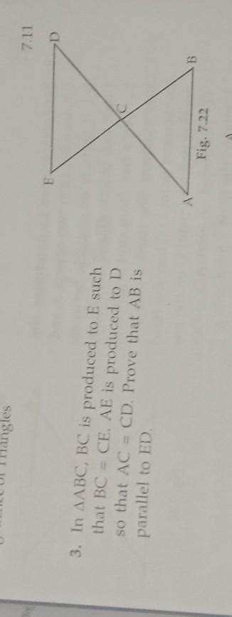 in triangle abc bc is produced to e such that bc = c is produced to d ...