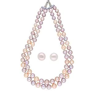 Buy Sri Jagdamba Pearls Dealer 2 Line Knoted Pearl Set at Amazon.in