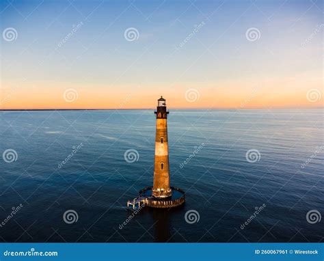 Aerial View of the Historic Morris Island Light Lighthouse on Morris ...