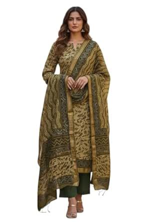 Buy Eddika women's unstitched Dabu Ajrakh Maheshwari silk two-piece ...