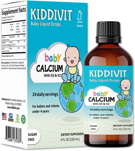 Kiddivit Baby Calcium Liquid Drops with Vitamin D3 & K2-24 Daily ...