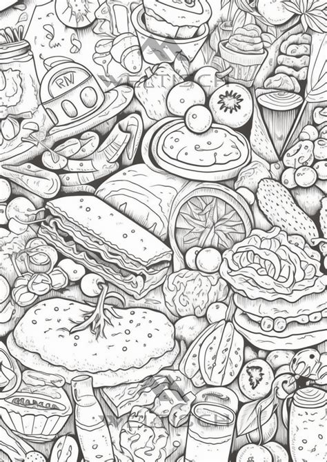 Food Coloring Pages INSTANT DOWNLOAD Printable Coloring Pages Coloring ...