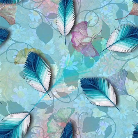 Blue and White Leaves Pattern Illustration