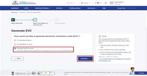 Generate EVC User Manual | Income Tax Department