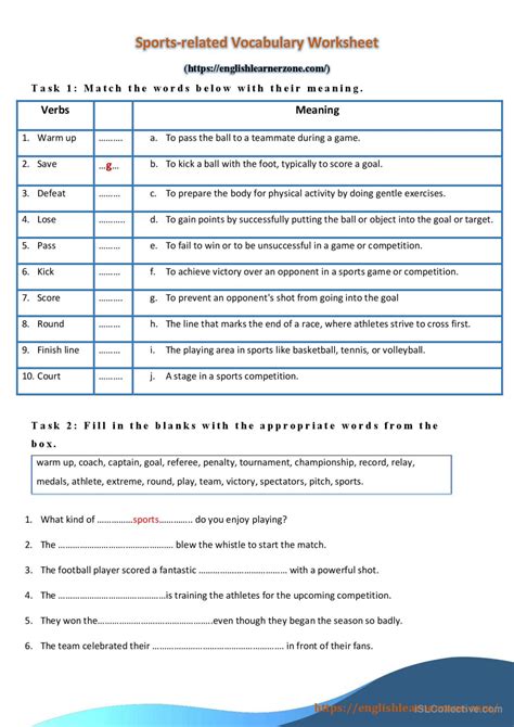 Sport Vocabulary Worrksheet 的图像结果