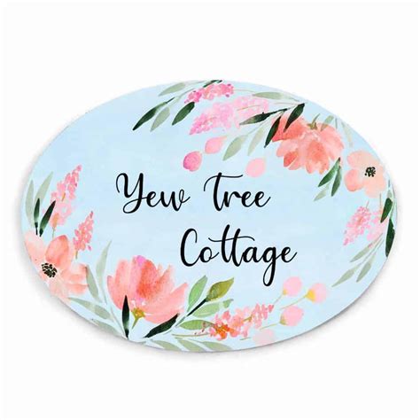 Peach Corner - Hand-painted Floral Nameplate - Oval – Housenama