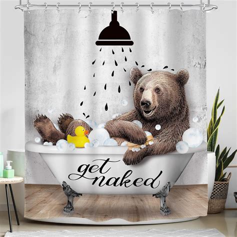 Glawry Funny Brown Bear Shower Curtain Get Naked India | Ubuy