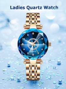 watchstar Blue diamond shape glass diamond korean series Analog Watch ...