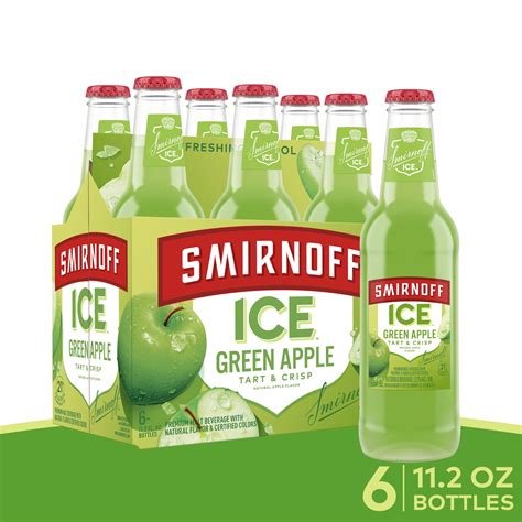 Smirnoff Ice Green Apple, 11.2 fl oz, 6 Pack Bottles, 4.5% ABV ...
