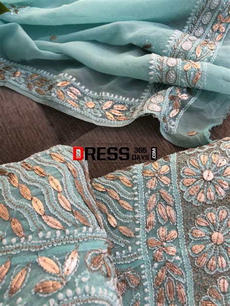 Sea Green Gota Patti Lucknowi Chikankari Anarkali – Dress365days