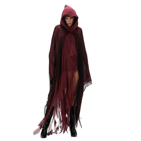 Halloween Witch Cloak With Hood Exaggerated Ripped Grim Reaper Cape ...