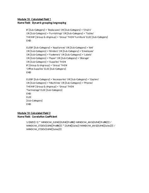 Calculations - dcdsds - Module 10: Calculated Field 1 Name Field ...