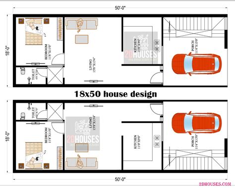 Stylish South Facing 18x50 House Plan With 1-Bedroom Design - 2DHouses ...