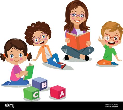 Teacher sitting in classroom Stock Vector Images - Alamy