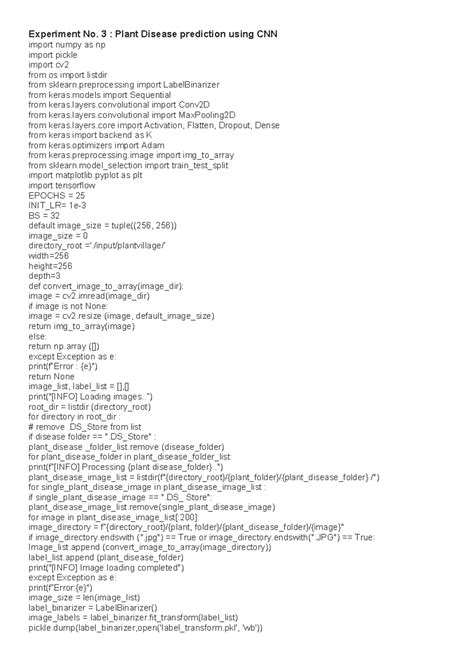 Deep learning practical -3 codes - Experiment No. 3 : Plant Disease ...