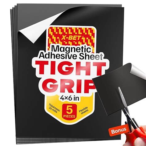 Magnetic Sheets with Adhesive Backing - 5 PCs Each 4" x 6" - Peel and ...