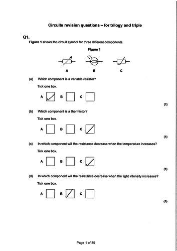 GCSE Physics Circuits Questions 的图像结果