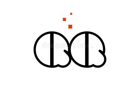 QQ Q Q Black White Red Alphabet Letter Combination Logo Icon Design ...