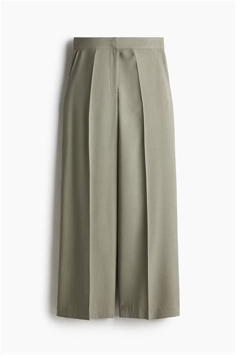 Wide trousers - Khaki green - Ladies | H&M IN