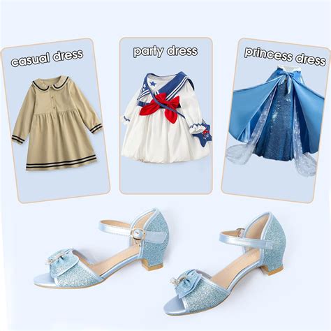 Buy ADAMUMU Girls High Heels Glitter Bow Dress Sandals Princess Crystal ...