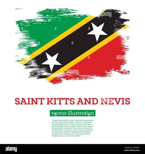 Saint Kitts and Nevis Flag with Brush Strokes. Vector Illustration ...