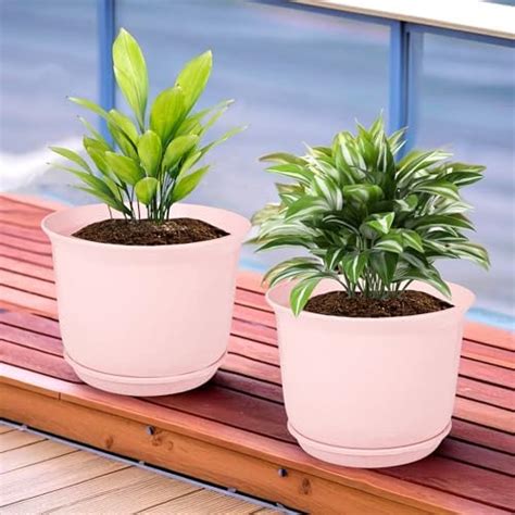 Kuber Industries Pack of 2 Flower Pot with Bottom Tray | Flower Pot for ...