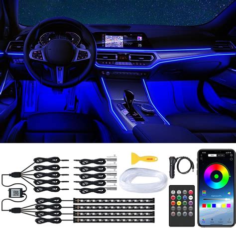 Amazon.com: Car LED Interior Strip Lights, RGB Car Interior LED Light ...