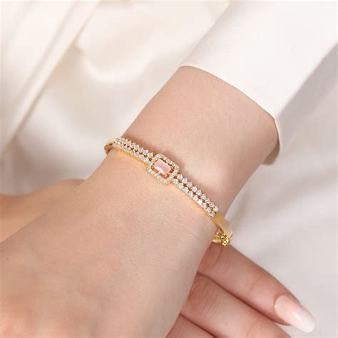 Blushing Elegance Gold Plated 925 Sterling Silver Bracelet – Zavya