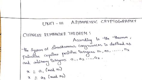 Chinese Remainder Theorem: Asymmetric Cryptography Explained - Studocu