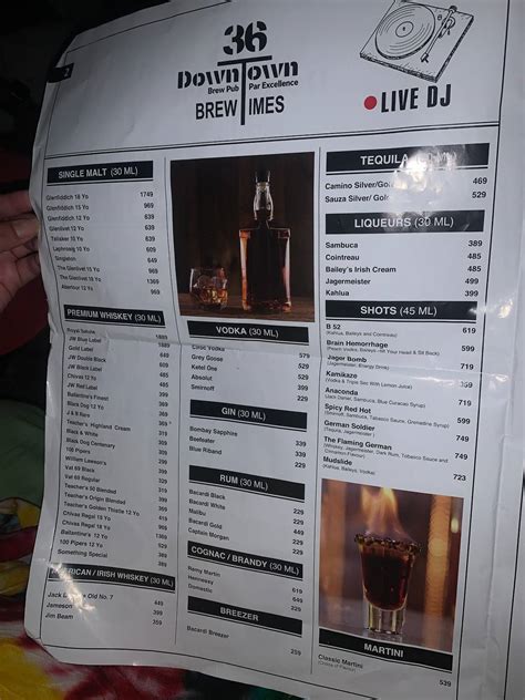 Menu at 36 Downtown Brew Pub, Hyderabad