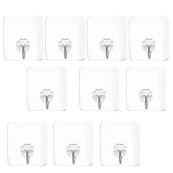 SVDK Transparent Stick on Adhesive Stronger Plastic Wall Hooks Hangers ...