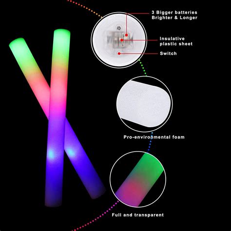 SEEROOTOYS 42pcs Foam glow sticks,Led foam sticks Valentine's Day glow ...