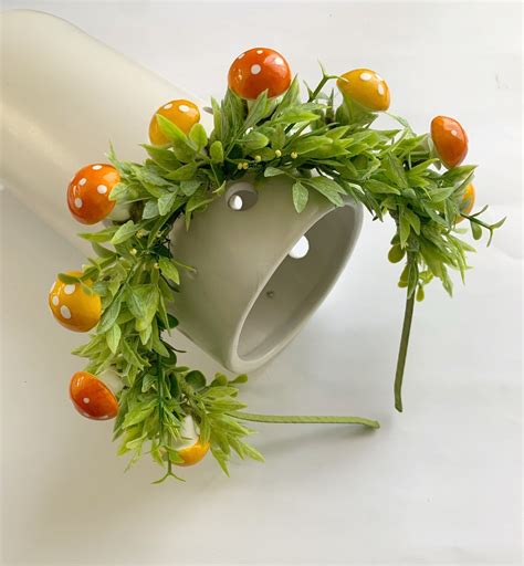 Orange Mushroom Headband Summer Mushroom Hat Cosplay Wooden Fairy Crown ...