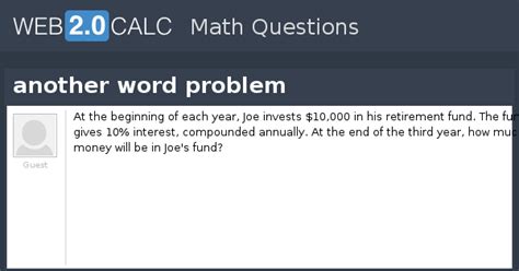 View question - another word problem