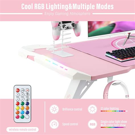 Buy 53 Inch Gaming Desk With LED Lights, Z Shaped Game Desk For PC ...