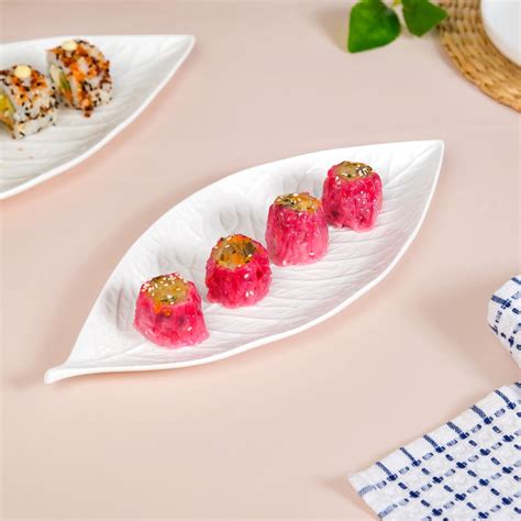 Bay Leaf Ceramic Platter Small 13 Inch Online - Premium Platter | Nestasia