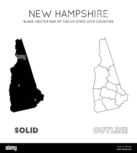 New Hampshire map. Blank vector map of the US state with counties ...