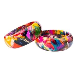Buy Aaroz and Company Plain Lac Bangles Multi color Splash 1Pair (2.4 ...