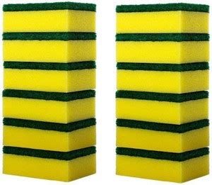 JKB TRADERS Abrasive Scrubber Sponge Dish Pads, Heavy Duty.(Pack of 12 ...