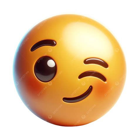 3d Winking Face Emoji With Cheeky Smile Expression In Glossy Style On ...