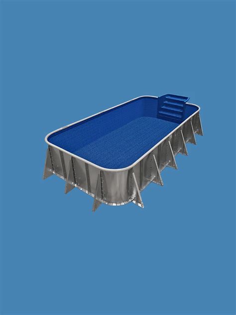 Rectangle Semi-Inground Pool Kit with Stair, Sun Ledge, & Bench ...