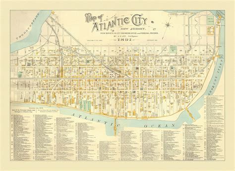 Old Map of Atlantic City, New Jersey, in 1891 by AY Lee - Boardwalk, P ...
