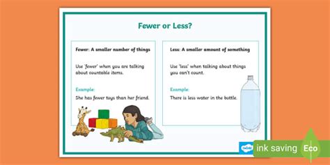 Fewer or Less? Display Poster (teacher made) - Twinkl