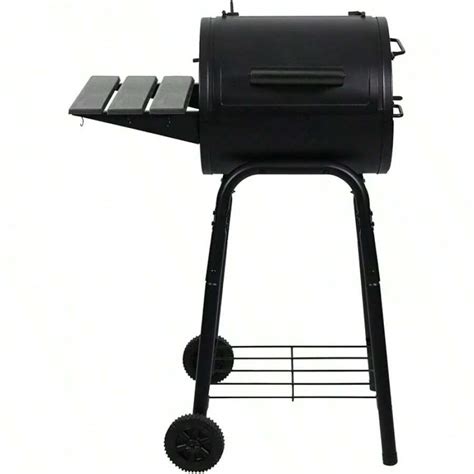 Charcoal Grill And Smoker With Cast Iron Grates, Premium Wood Shelf And ...