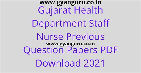 Gujarat Health Department Staff Nurse Previous Question Papers PDF ...