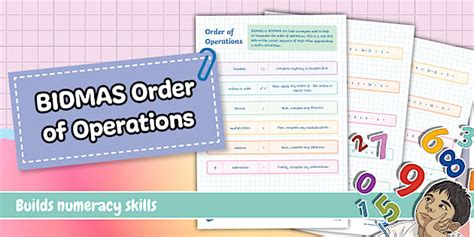Intermediate Phase Maths - BIDMAS Order of Operations